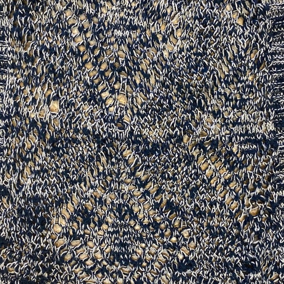 Moral‎ Fiber Cardigan Small Open Front Duster Blue Cream Crochet Lightweight - Picture 7 of 15